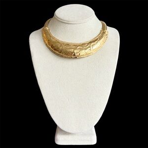 Vintage Givenchy Cleopatra Omega Brushed Gold Collar Necklace